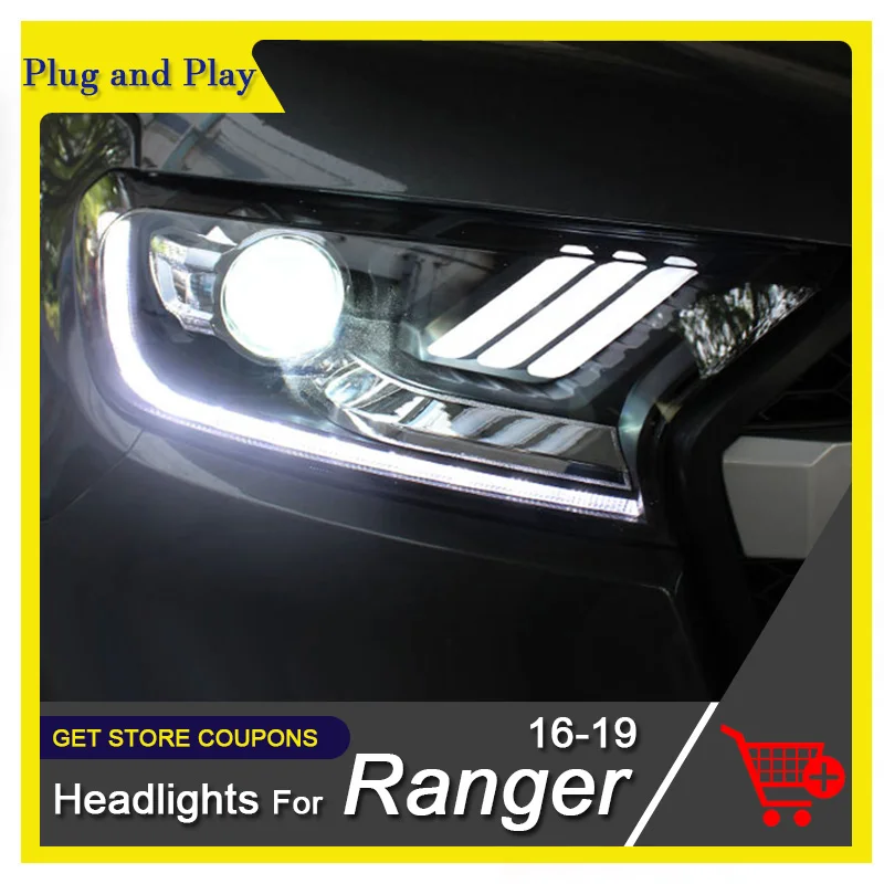 

Automotive Headlights for Ford Ranger 2016-2019 Thunder Everest Headlights Fog Light LED DRL H7 Bi-xenon Head Lamp Auto Assembly