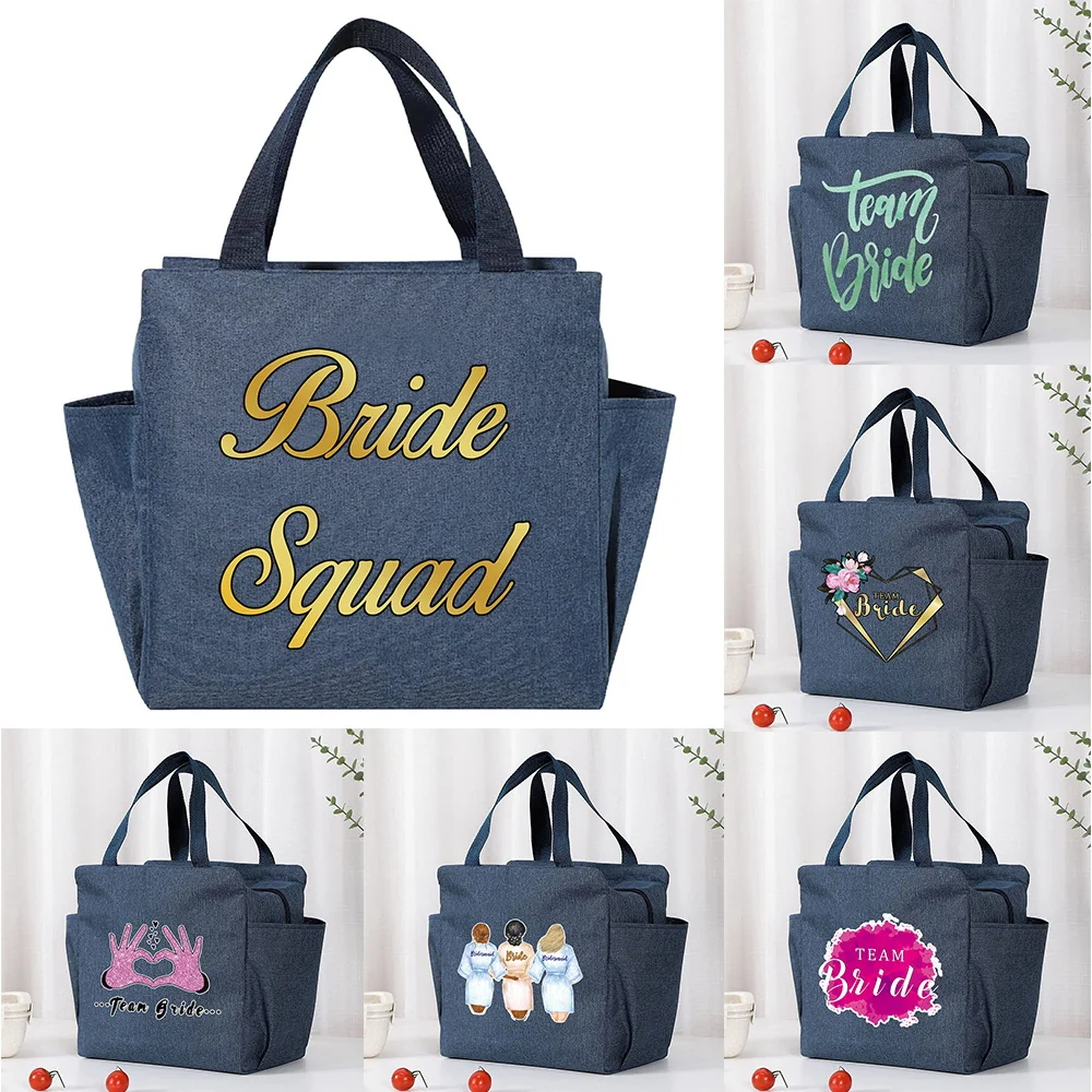 

Thermal Lunch Bags Waterproof Large Capacity Zipper Cooler Bag for Women Lunch Box Picnic Food Bag Bride Series Pattern