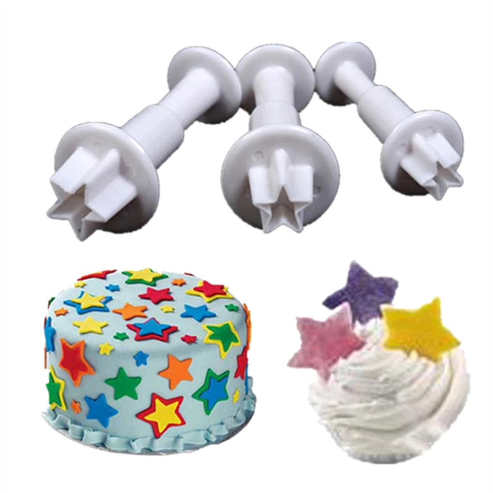 Nuovo 3 Pz/Set Mini Star Torta Del Fondente Che Decora Biscotti Del Biscotto Taglierina Del Tuffatore Fai Da Te Muffa Della Torta Di Natale Che Decora