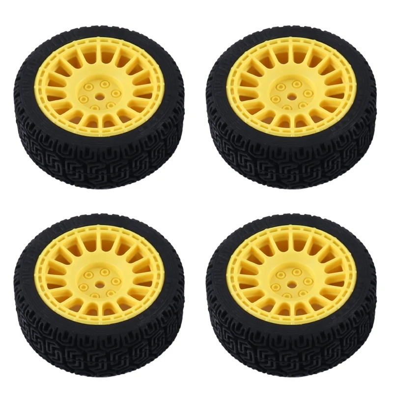 Juego De 4 Neumáticos RC 1/10 Para Coches De Carreras Y Todoterreno – Ruedas De 67x28 Mm Con Hexagonal De 12 Mm, Compatibles Con Tamiya TT01 TT02 XV01 TA06 Y HPI WR8, Piezas De Repuesto Duraderas