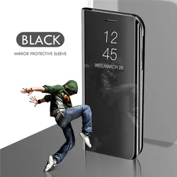Luxury Smart Mirror Leather Flip Stand Phone Case - Premium Design for Mi 11T-11T Pro (Black)