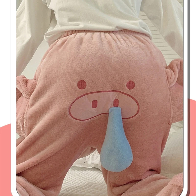 Women Men Winter Flannel Pajama Bottoms Long Pants Cartoon Elephant Trunk  Thicken Sleep Trousers Sweatpants - AliExpress