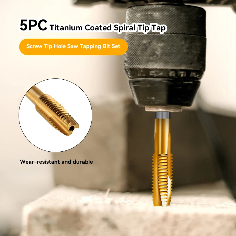 

1/5Pcs Tap Drill Bit Set Hex Shank Titanium Plated HSS Screw Thread Bit Screw Machine Compound Tap M3 M4 M5 M6 M8 Hand Tools