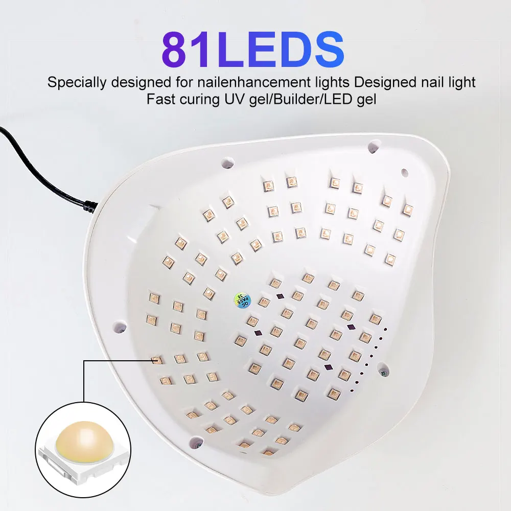 X26MAX 81LED UV LED 네일 램프, 빠른 경화, 모든 젤 네일 광택제, 매니큐어 네일 아트용 자외선 건조기, 홈 살롱 장비