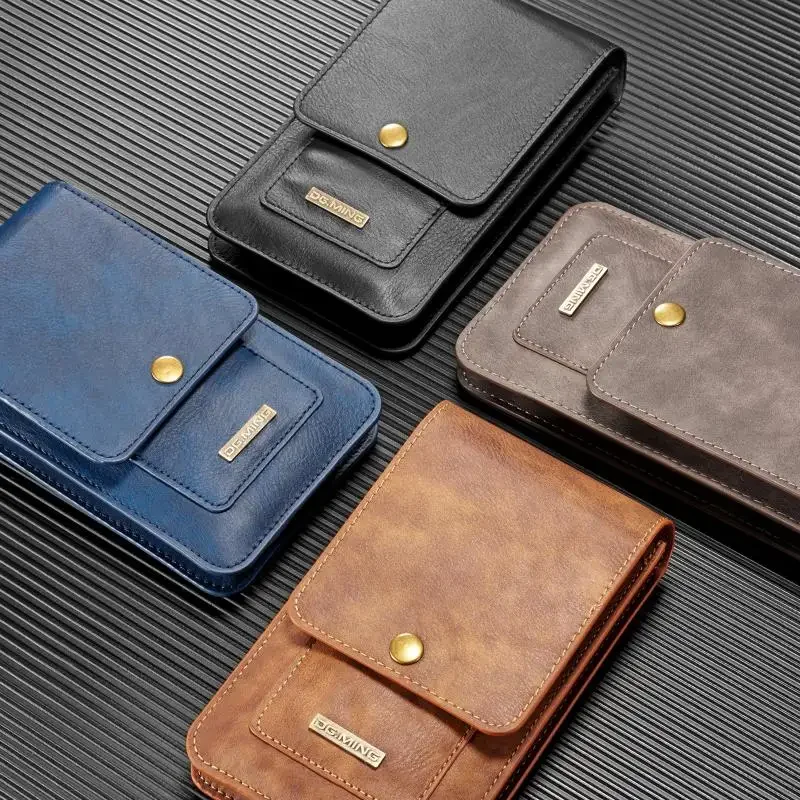 Universal Leather Wallet Phone Case with Belt Clip - Holster Pouch for Outdoor Sports and Running