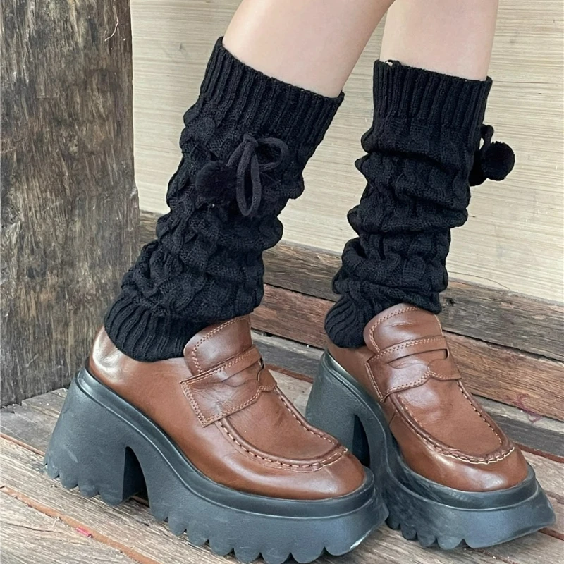 Y2K Lolita Leg Warmers Gothic Long Socks Women's Leggings Gaiters Knee Goth Socks Knitted Cuffs Ankle Warmer JK Girls Foot Cover