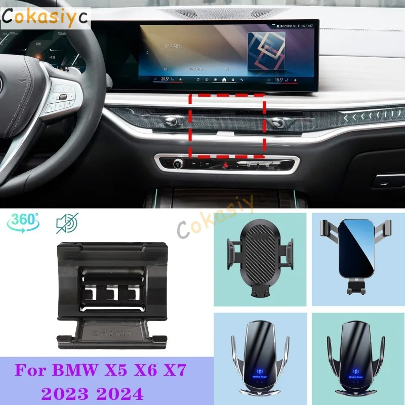 Car Phone Holder For BMW X5 X6 X7 2023 2024 Mobile Phone Support Car Mounts Wireless Charging Accessories telefoonhouder auto