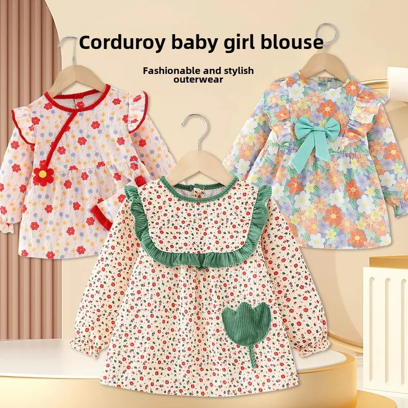 Waterproof Corduroy Apron for Girls Baby Feeding Smock Children Eating Gown Dirt Resistant Autumn Winter Fashionable Toddler Gir
