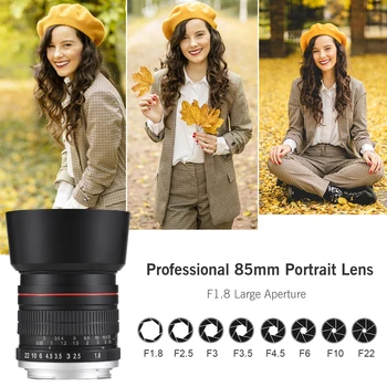 Obiettivo per fotocamera con messa a fuoco fissa da 85 mm F1.8 Messa a fuoco manuale ad ampia apertura con attacco EF 7 gruppi 10 elementi compatibili con Canon EOS Rebel