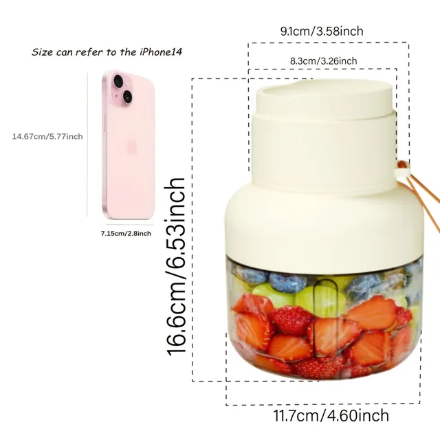 1pc Electric juice blender, USB charging with rubber straw cup, button control, no heating working voltage, portable blender 6