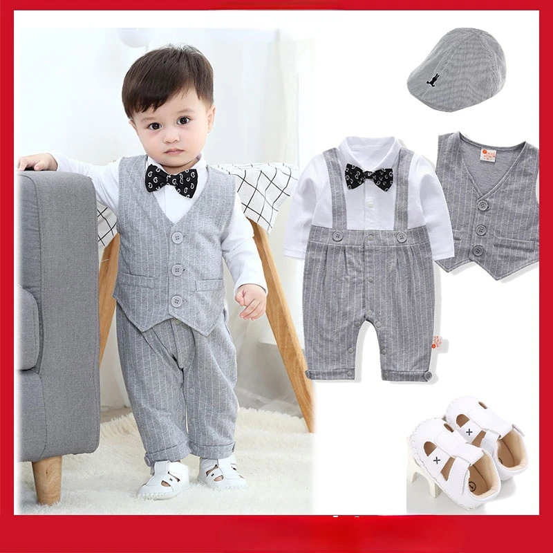 

Newborn Baby Boy Outfit infant Jumpsuit +vest for Toddler Fashion Gentleman Suit 18 Months Boss Apparel Clothing