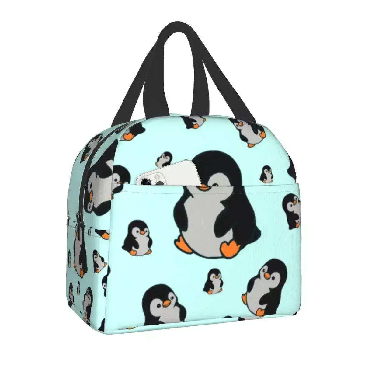 

2024 New Custom Cute Penguins Lunch Bag Men Women Cooler Thermal Insulated Lunch Boxes for Adult Office