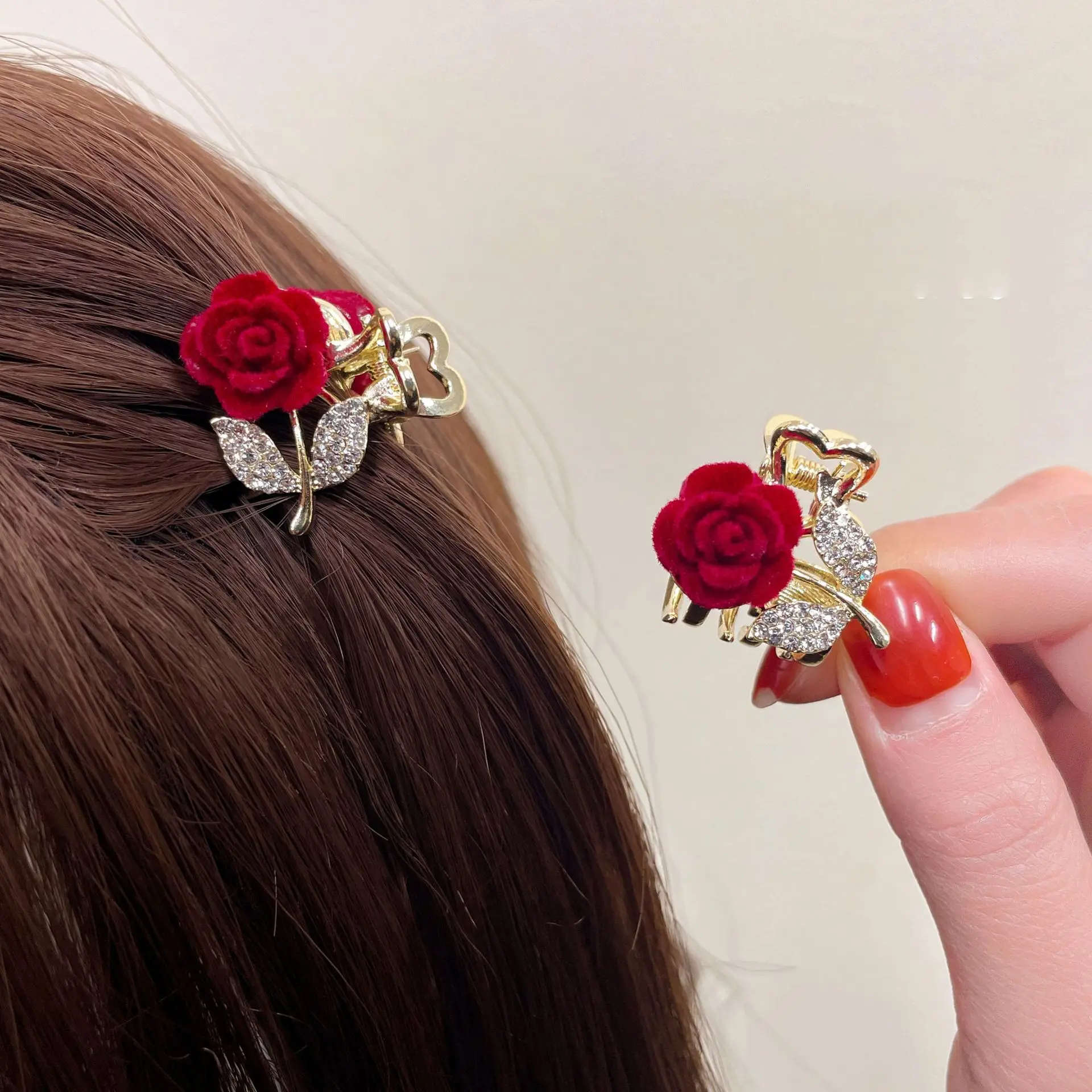 

2pcs/set Rose Clasp Clips Small Super Fairy Hair Clips Women's Rose Hair Clips Tulip Mini Hair Clips Small Cute Metal Clips