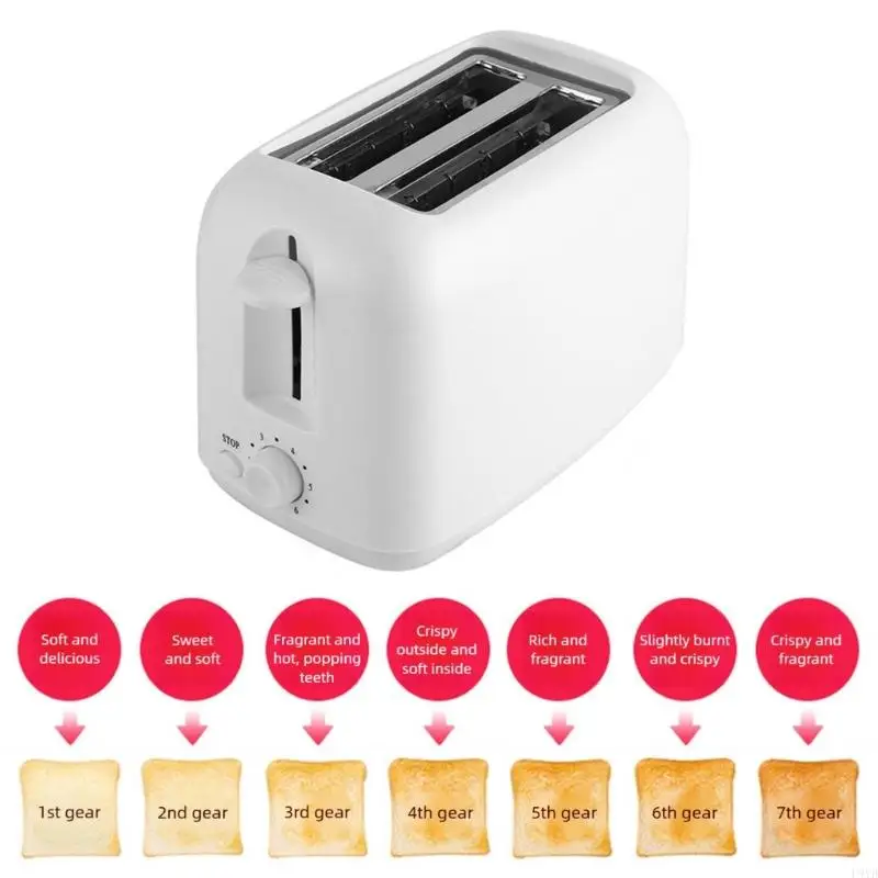 Multifunctional Breakfast Appliance Electric Toaster With Removable Crumb Tray 2 Slices Home Bread Toaster Kitchen Tool