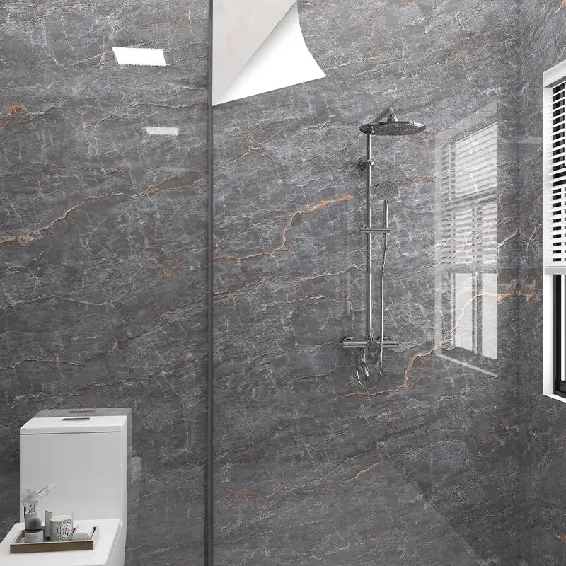 thumbnail image 1 of Rollo de papel tapiz adhesivo moderno con 10 metros de pegatinas a prueba de agua y moho para renovación de baños y cocinas, pegatinas de azulejos de mármol, 1 of 5