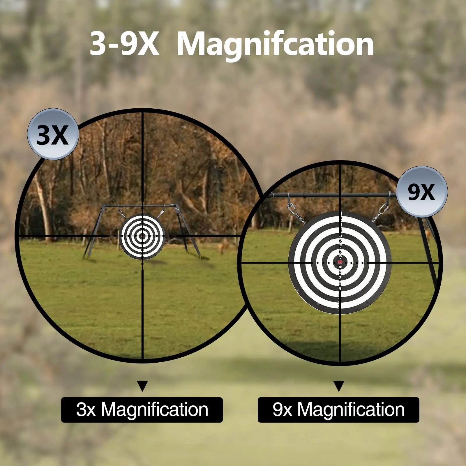 CVLIFE 3-9x40 Compact Rifle Scope with Mounts for 20mm Picatinny Crosshair Reticle Quick Aiming Hunting