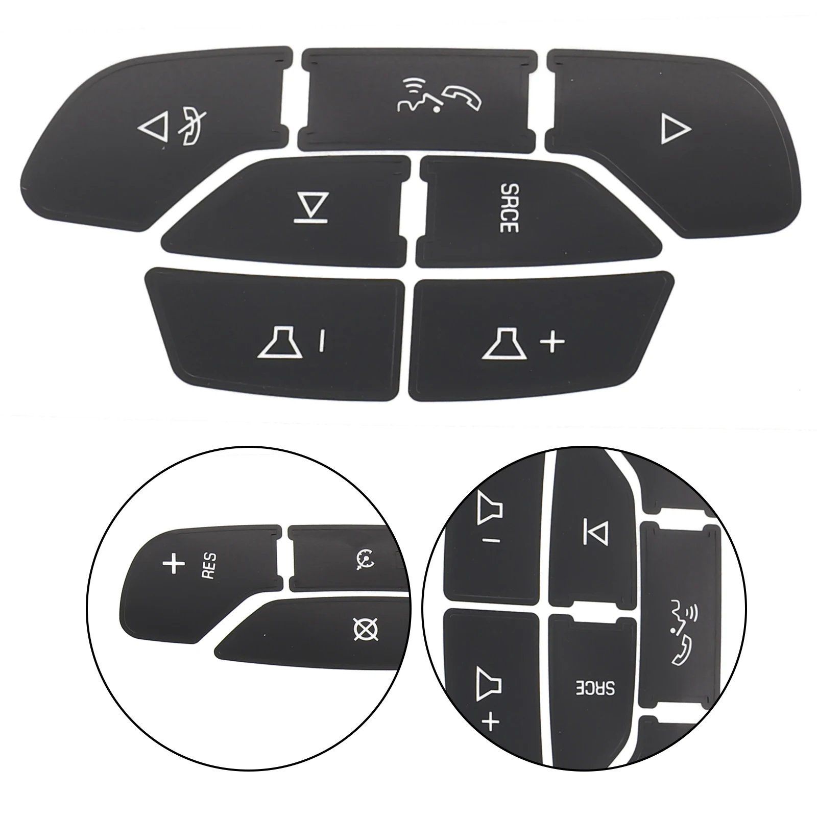 

Durable Practical Car Accessories Button Stickers Steering Wheel Plug-and-play Replacement 1pc Black Direct Fit