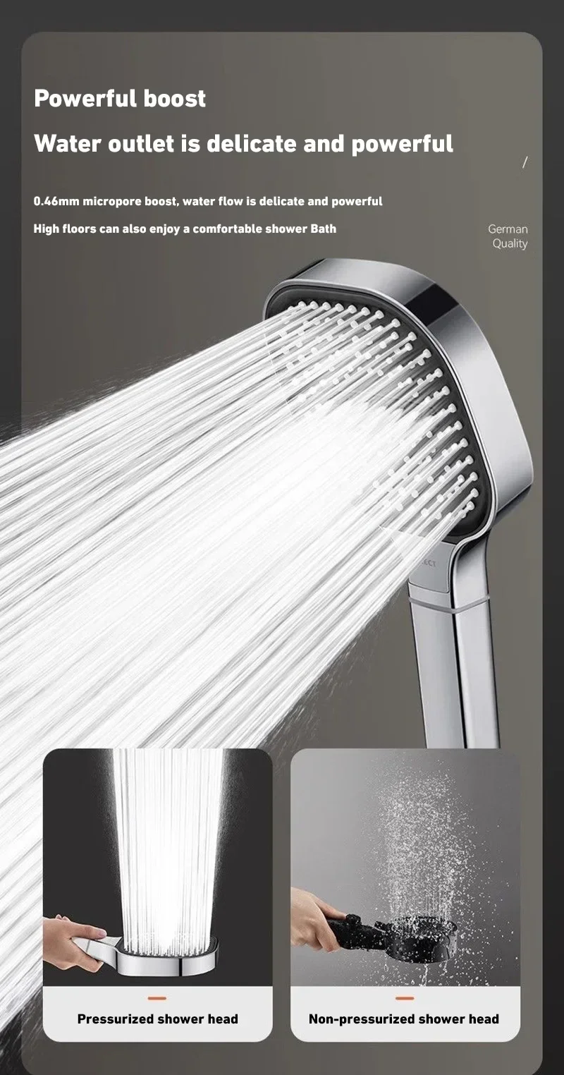 Xiaomi 13cm Large Panel 3Modes Adjustable Home Shower Head  High Pressure Massage ShowerHead Filter Element Bathroom Accessories 6