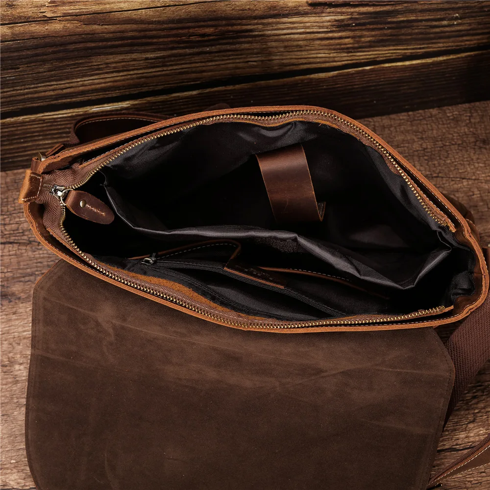 Retro Leather Men Shoulder Bag Casual Messenger Bag Business Crossbody Hand Bag Sling Tote Bag Personality Fashion Male Bag
