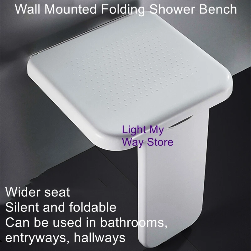 Folding Shoe StoolWall Mounted Wall Invisible Shoe StoolShower Stool for the ElderlyBath StoolBathroom Grooming Chair 2