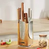 Magnetic Acacia Wood Knife Holder Rotating Anti-mold Storage Rack Modern Kitchen Tool Organizer with Space-saving Design 1