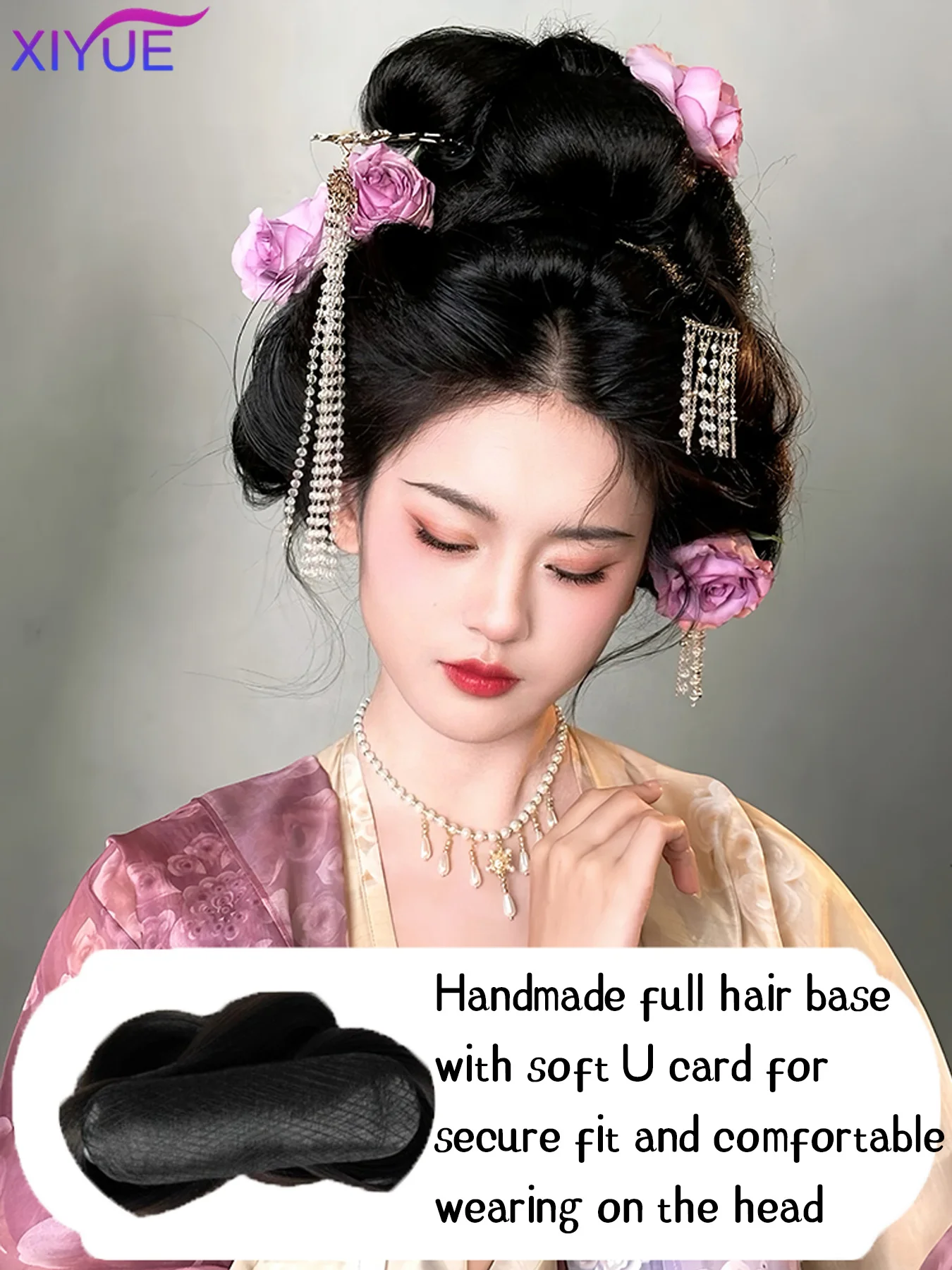 Synthetic Hanfu Wig Female Ancient Style Hair Bag Tang Style Ancient Costume Back Pressed Bun Party Role Play Daily Pad Hair Bag