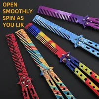 Foldable Comb Stainless Steel Practice Training Butterfly Knife Comb Beard Moustache Brushe Salon Hairdressing Styling Tool 2