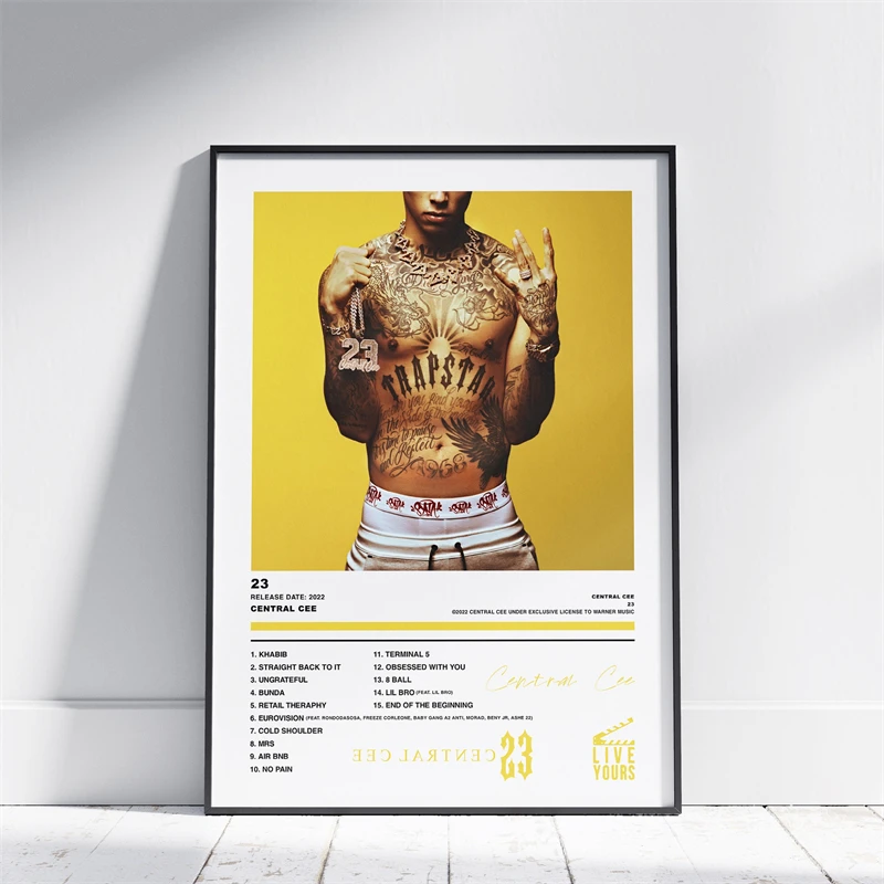 Póster de portada de álbum de música de rapero de 2023, Doja Cat, Juice WRLD, Lil Skies, Dave & Central Cee Gunna, impresión en lienzo, arte de pared, decoración de habitación