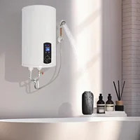 Chauffe-eau électrique à affichage numérique vertical, capacité du réservoir interne de 30 L/6,6 gallons, chauffe-eau à accumulation standard G1/2 blanc 1
