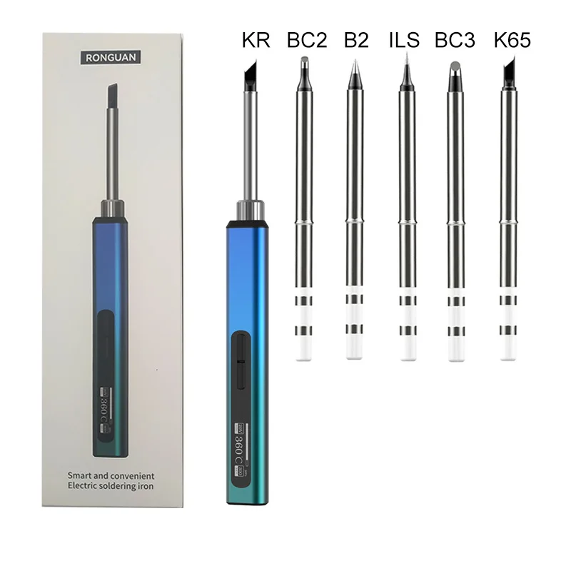 휴대용 스마트 미니 전기 납땜 인두 OLED 디스플레이 C타입 잭, 용접 도구, HS-01 B2 BC2 BC3 ILS KR K65 팁, RGS65