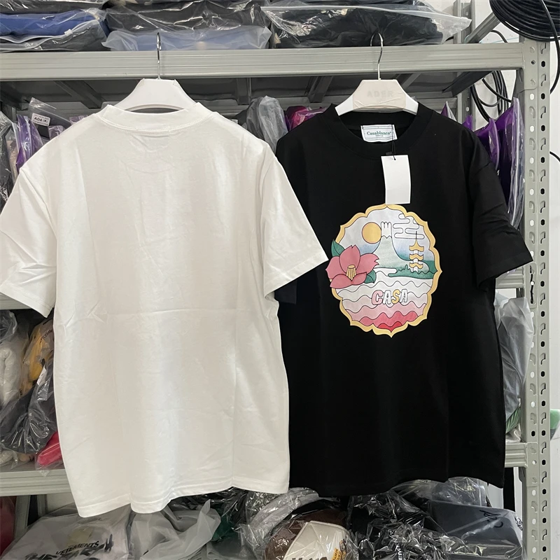 

Casablanca White T-shirts Letter Logo Print Oversized Cotton Men'sTees