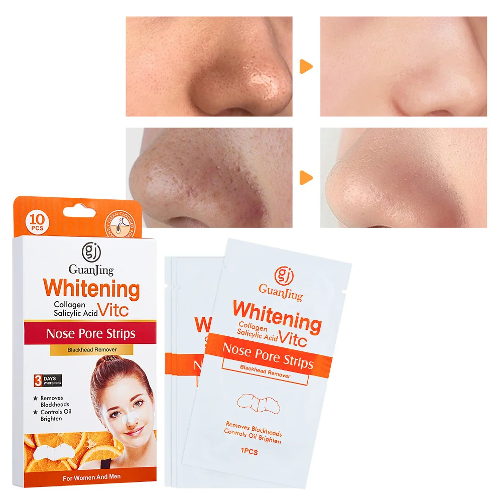 

Disaar Vitamin C Nose Mask Oil Control Brighten VC Collagen Nose Mask Remove Blackheads Whitening Nose Pore Strips 10pcs/box