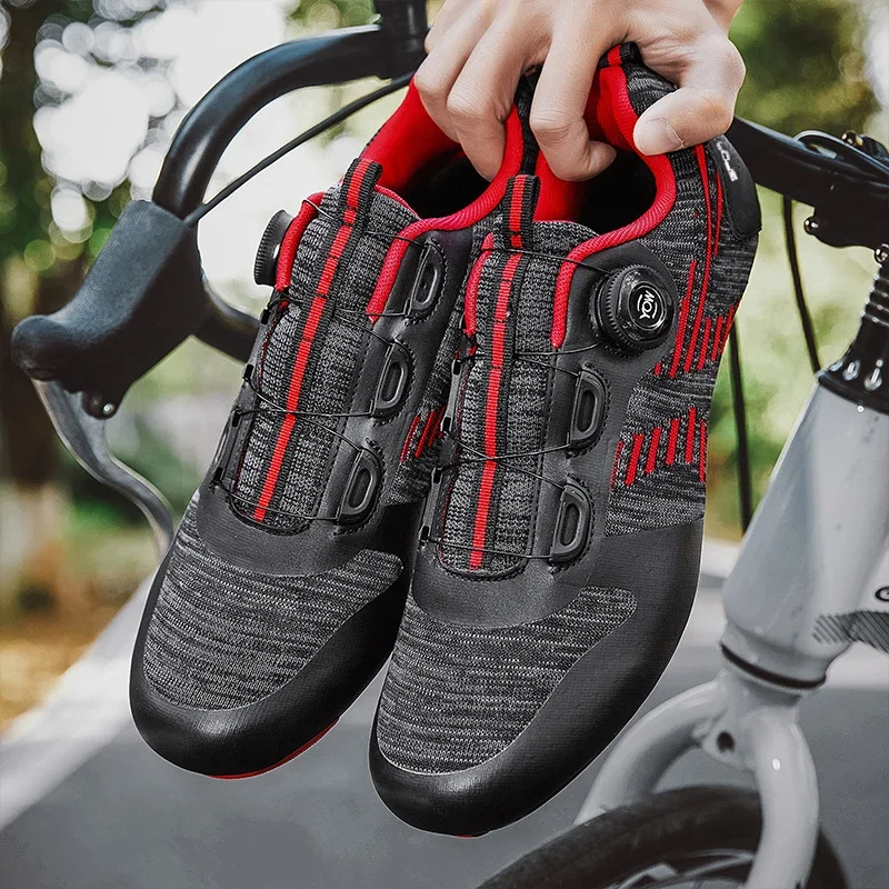 Men Cleat Shoes Breathable Lightweight Cycling Shoes Air Mesh Outdoor Racing Road Bike Shoes Self-Locking Pedal Bicycle Sneakers 5