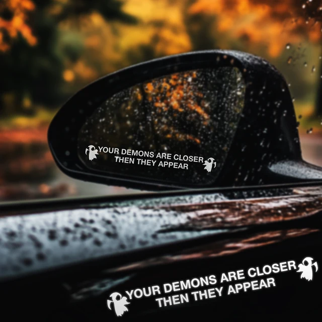 Funny Car Vinyl Mirror Decals Your Demons Are Closer Than They Appear Side Mirror Car Window Stickers