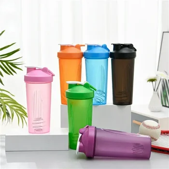 Bottiglia portatile per shaker in polvere proteica da 600 ml Bottiglia d'acqua a prova di perdite per palestra Allenamento fitness Sport Shaker Tazza di miscelazione con scala 1