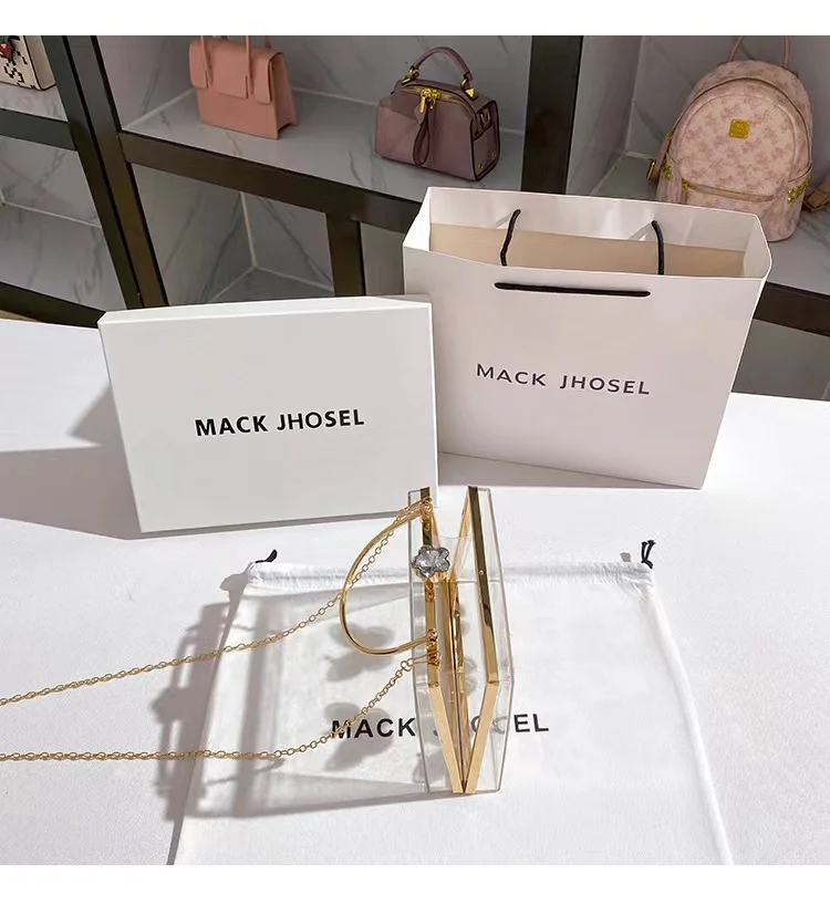 High Quality Transparent Acrylic Box Square Bag Appliques Bow Women Fashion Handbag Lady Purse Female Shoulder Crossbody Bag