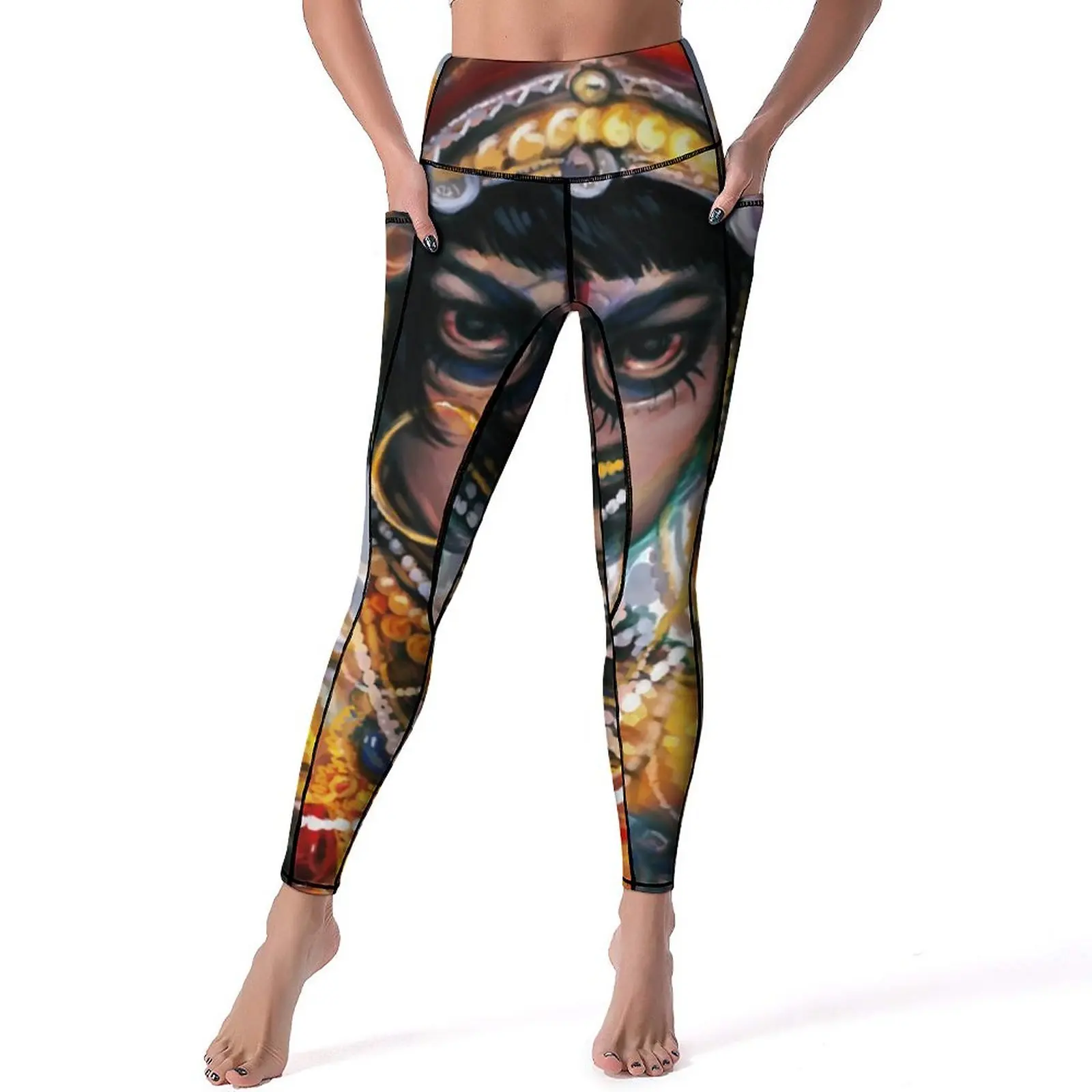 

Jibaro Oil Painting Yoga Pants Women Love Death Robots Leggings Push Up Aesthetic Yoga Legging Elastic Work Out Sport Pants