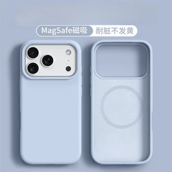 Magnetic Liquid Silicone Phone Case - Soft Solid Color Skin Protection Back Cover - iPhone 18 Pro Max (Blue)