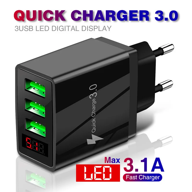 3.0 멀티 포트 USB 충전기, 아이폰, 삼성 태블릿, EU, 미국 플러그, 벽 고속 충전, 휴대폰 충전기 어댑터