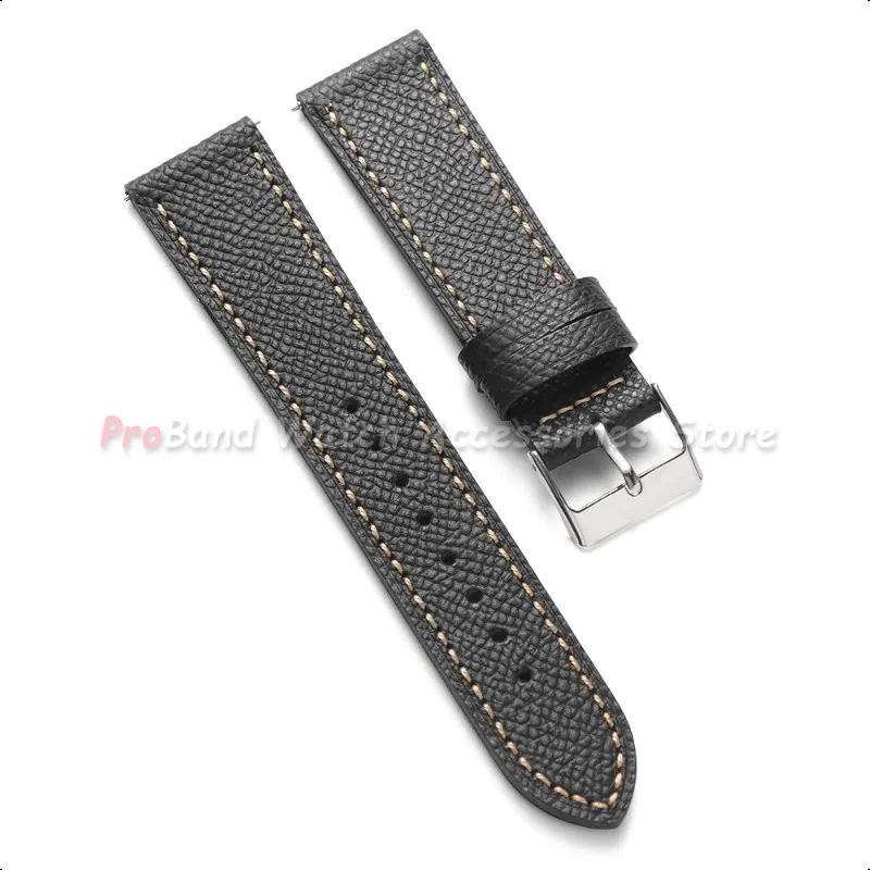 Premium Calfskin Leather Watch Strap - Blue Grey Cowhide Wristband Bracelet for Men and Women, Available in Multiple Sizes