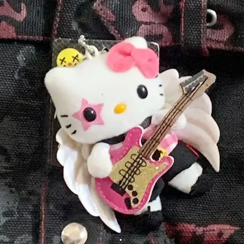 

Sanrio HelloKittys Doll Pendant Anime Rock Guitar Angel Style Plush Toy Kawaii Girl Backpack Keychain Decoration Kids Gifts