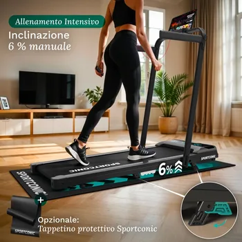 Tapis Roulant Elettrico |   Tapis Roolante 1-12KM/H |   Pieghevole Salvaspazio |   Incluso Supporto per Tablet e Telecomando