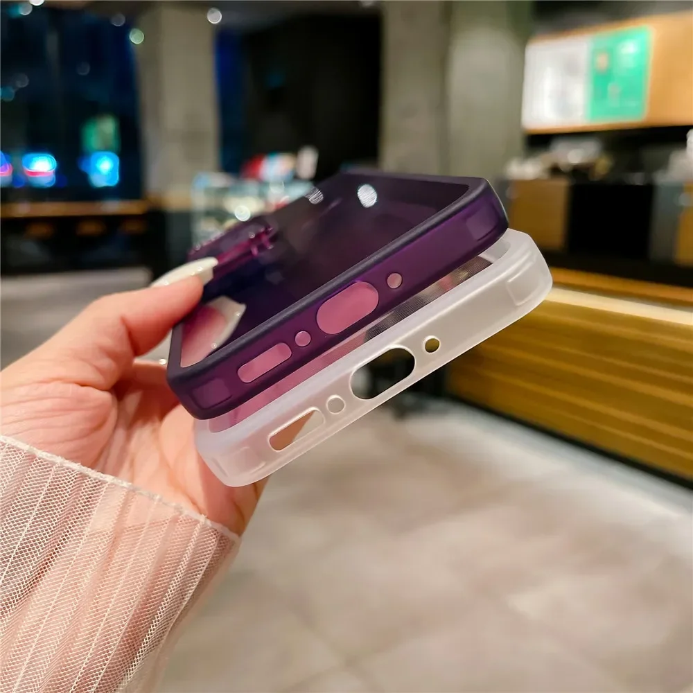 Phone Case For Samsung S23 Ultra S24 S21 FE S22 Plus M13 M33 M53 M14 M54 A55 Camera Protection Film Transparent Silicone_voghion.com