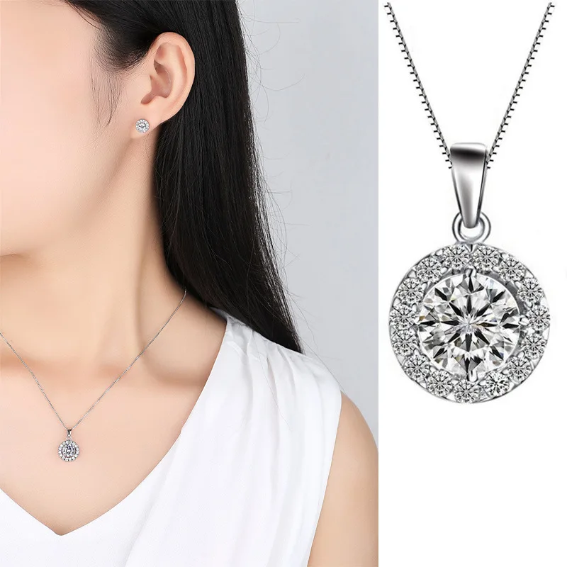 Silver Necklace 925 Sterling AAA Zircon for Women