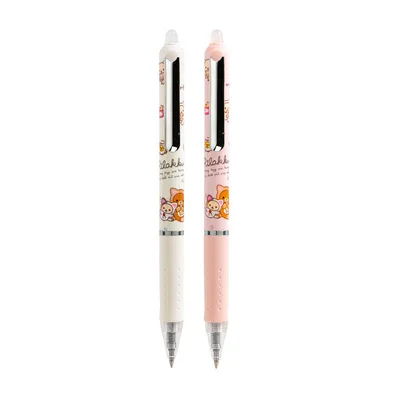 2Pcs AIHAO 48013 Rilakkuma Kawaii 지우개 젤 펜 학교 사무용품 문구 선물 0.5mm 블루 블랙 잉크