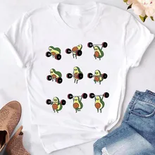 

Women Graphic Cartoon Lifting Avocado Animal Fashion Printing 90s T-shirts Clothes Lady Tees Tops Female T Shirt Men Women Shirt