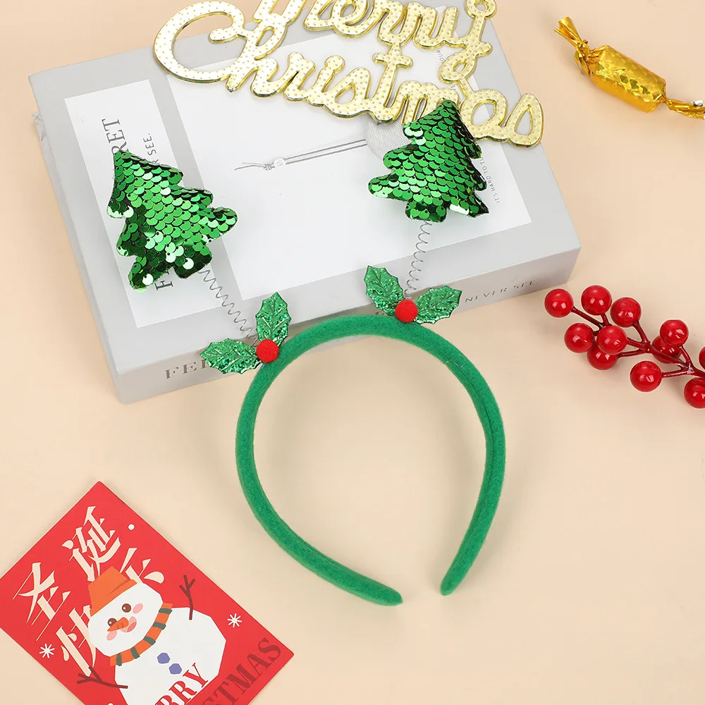 Christmas Decoration Headbands with Flip Sequins Christmas Gifts Tree Headbands Children's Adult Headbands Hair Navidad