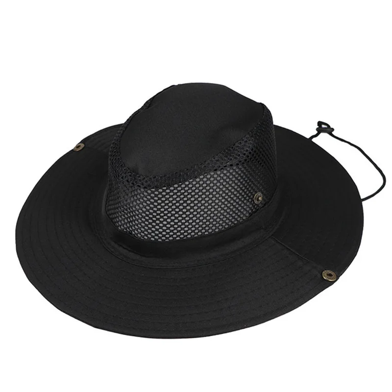 Men Women Summer Foldable Flanging Sun Fisherman Breathable Mesh Outdoor Sport Fishing Sun Hat Wide Beach UV Sunscreen Cap W57