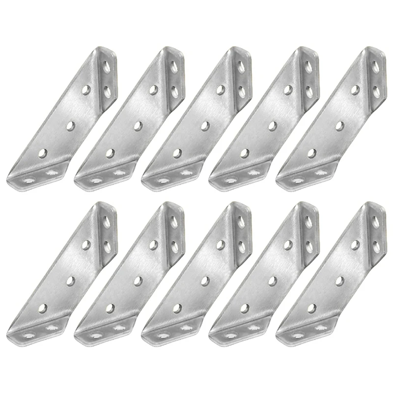 

10PCS Furniture Corner Connector Angle Fasten Connector Triangle Support Frame Stainless Steel Corner Bracket