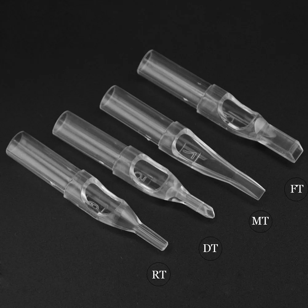 50Pcs/box Disposable 3/5/7/9/11/14/18DT/RT Transparent Tattoo Needle Plastic Tips Kit Tattoo Machine Sterile Nozzle Tatto Supply